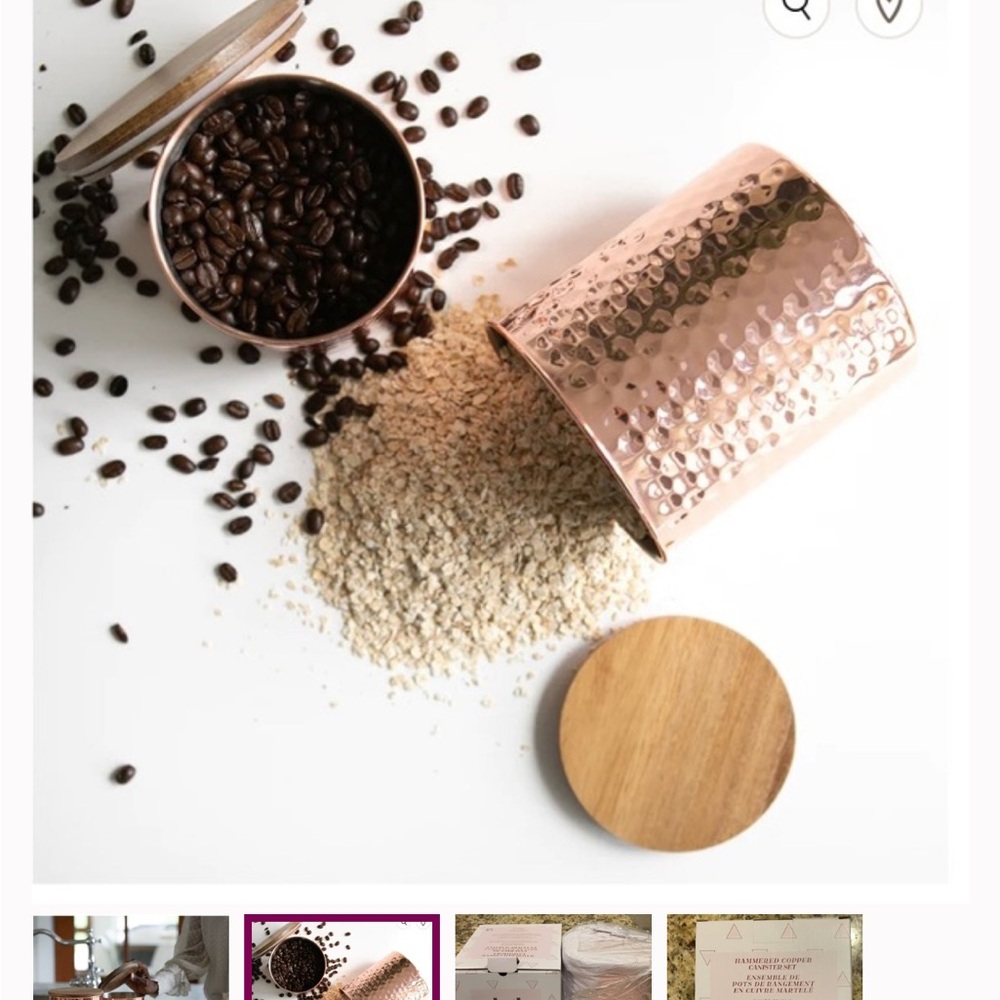 Uncommon James Copper and Wood Canister Set - Picture 2 of 6